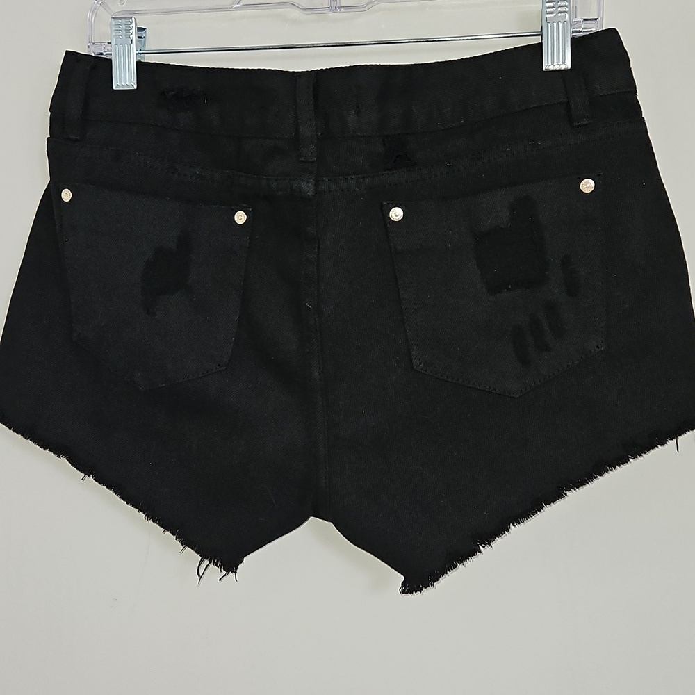 Boutique Black Sequined Abstract Animal Print Shorts Glam Party Size M - Picture 9 of 9